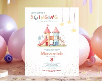 Editable Kids Birthday Invite Template, Printable Playground Party Invitation, Outdoor Playground Birthday Invitation, Playground Birthday