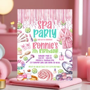 Cute Spa Party Invitation for Girls, Editable Birthday Invite, Tween Pamper Party, Girls Spa Birthday, Spa Party Birthday Invitation Spa Day