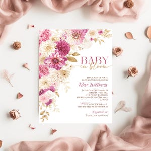 Baby in Bloom Invitation, Floral Baby Girl Shower Invitation, Boho Wildflower Baby Shower Invitation, Baby in Bloom Baby Shower Invitation