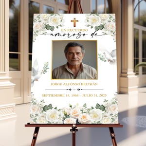 Spanish Funeral Sign Editable Memorial Poster, Cartel Bienvenida Funeral, Celebration of Life, Spanish Funeral Welcome Sign Instant Download