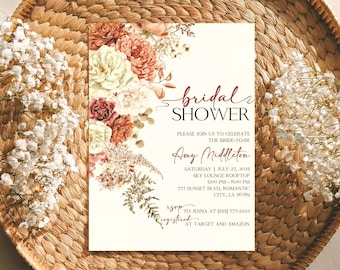 Floral Bridal Shower Invitation, Floral Spring Bridal Shower Invite, Wildflower Bridal Shower Invitation Template, Boho Floral Bridal Shower