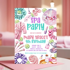 Spa Party Invitation, Spa Girls Birthday Invitation, Glam Party Birthday, Editable Pamper Party Invite Template Pamper Party Birthday Invite