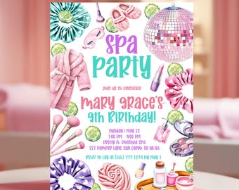 Spa Party Invitation, Spa Girls Birthday Invitation, Glam Party Birthday, Editable Pamper Party Invite Template Pamper Party Birthday Invite