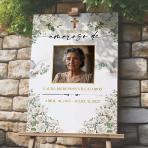 Spanish Welcome Funeral Sign, Editable Funeral Welcome Sign, Celebration of Life, En Memoria De Memorial Sign, Catholic Funeral Welcome Sign