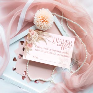 Windel Raffle Bunny Baby Shower Card, druckbare Windel Raffle Ticket Vorlage, Baby Girl Dusche, bearbeitbare Windel Raffle Vorlage CPC001