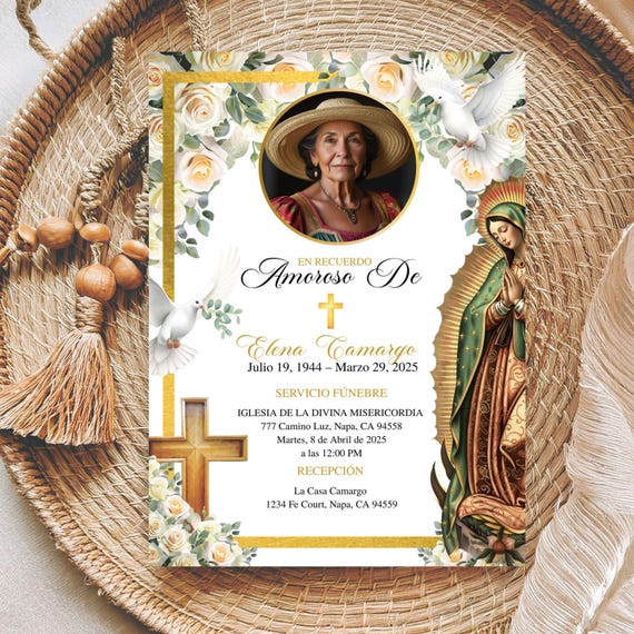 Tarjeta Funebre Española、Celebración de Vida、スペイン語の Tarjeta Funebre Española、Celebración de Vida、スペイン語の