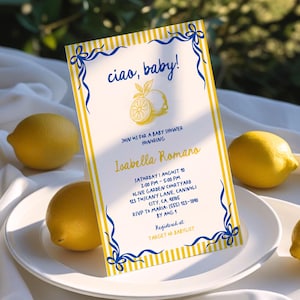 La Dolce Vita Baby Shower, Invitation Italian Mediterranean Summer, Ciao Baby Digital Download, Italian Theme Bambino Invitation Template