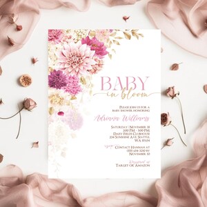 Baby Shower Floral Invitation Girl, Baby Shower in Bloom Invitation, Baby Bloom Baby Shower Invitation, Wildflower Baby Shower Invitation