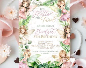 Magical Fairy Birthday Invite, Floral Fairy Princess Invite, Whimsical Enchanted Forest, Pixie Princess, Enchanted Fairy Invitation Template