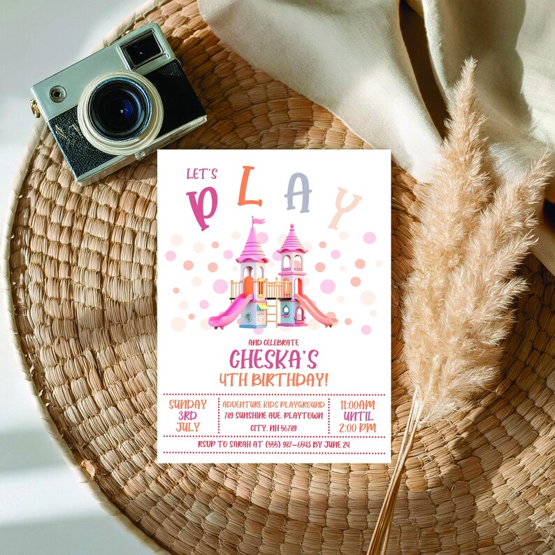 Editable Playground Birthday Invitation, Outdoor Playground Theme ...