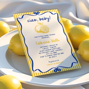 Ciao Baby Shower Invitation, Amalfi Coast Baby Shower, Invite La Dolce Vita Baby Shower, Italian Themed Baby Shower, Editable Canva Template