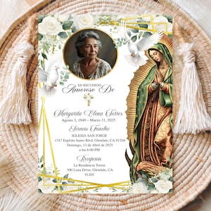 En Memoria de Virgen de Guadalupe, Editable Spanish Funeral Card, Funeral Invitation, Catholic Memorial Invite, Nuestra Señora de Guadalupe