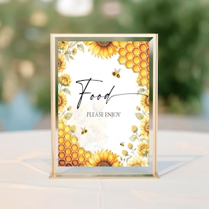 Bee Baby Shower Food Table Sign Printable, Bumble Bee Themed Party Decor, Sunflower Baby Shower Favors Please Take One Sign Download CPC002