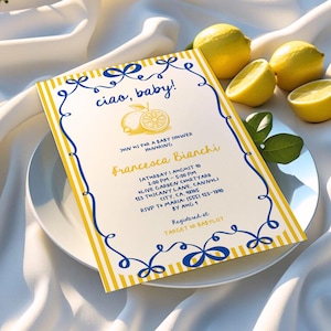 Italian Themed Baby Shower Invitation, La Dolce Vita Invitation, Italian Baby Shower Amalfi, Ciao Baby Shower Invite Editable Canva Template