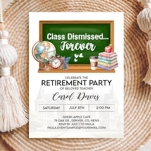 Editable Teacher Retirement Invitation, School&#39;s Out Forever Party Template, Printable Principal Retirement Invite, Canva Instant Download