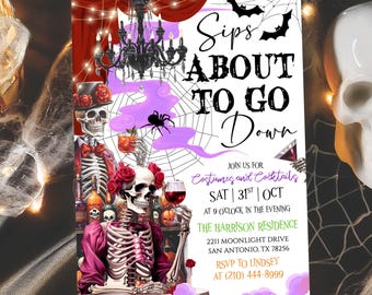 Halloween Adult Party Template, Halloween Invitation, Editable Canva Digital Party Template, Printable Spooky Costume Party Invite Download