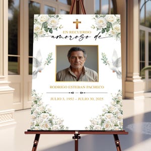 Editable Spanish Funeral Welcome Sign, Memorial Poster, Cartel Bienvenida Funeral, Large Funeral, In Loving Memory, Spanish Funeral Poster