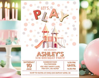 Editable Playground Birthday Invitation, Fun Indoor Birthday Invite for Kids, Colorful Playground Birthday Invitation Playground Invitation