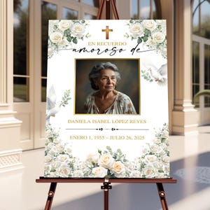 Spanish Welcome Funeral Sign, Editable Memorial Poster, Catholic Funeral, Funeral Welcome Sign Template Spanish, Cartel Bienvenida Funeral