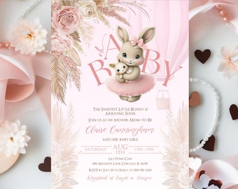 Bunny Baby Shower Invitation, Somebunny Baby Shower, Bunny Baby Shower, Bunny Invitation, Easter Baby Shower, Boho Baby Shower Invite CPC001