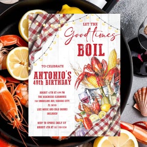 Editable Seafood Boil Party Invitation, Seafood Boil Invitation, Crawfish Seafood Boil Party Invite, Crawfish Boil Birthday Invitation Party