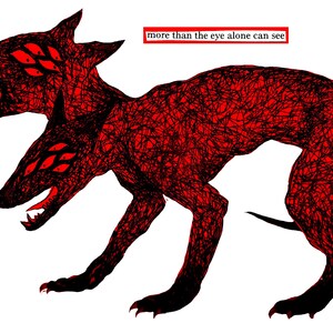 Mais do que o olho sozinho pode ver Cartão postal - cartão de arte alternativa punk - cartão postal 6x4 colorido cachorro de duas cabeças