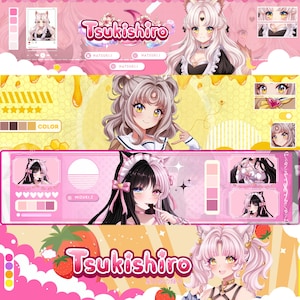 Custom Twitch Banner | Kawaii Cute Anime Banner | Twitch, YouTube, Twitter, Discord, Kick Banner | Customizable Stream Banner Design