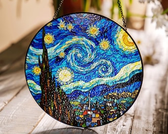 Van Gogh Starry Night Suncatcher Window Decor Gift for Art Lovers