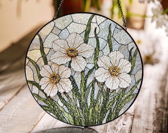 Stained Glass Flower Suncatcher Window Hanging Gift for Her