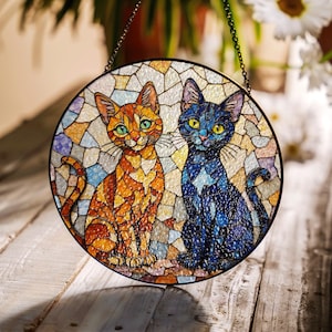 空と石の川の風景サンキャッチャーステンドグラスアート自然愛好家への