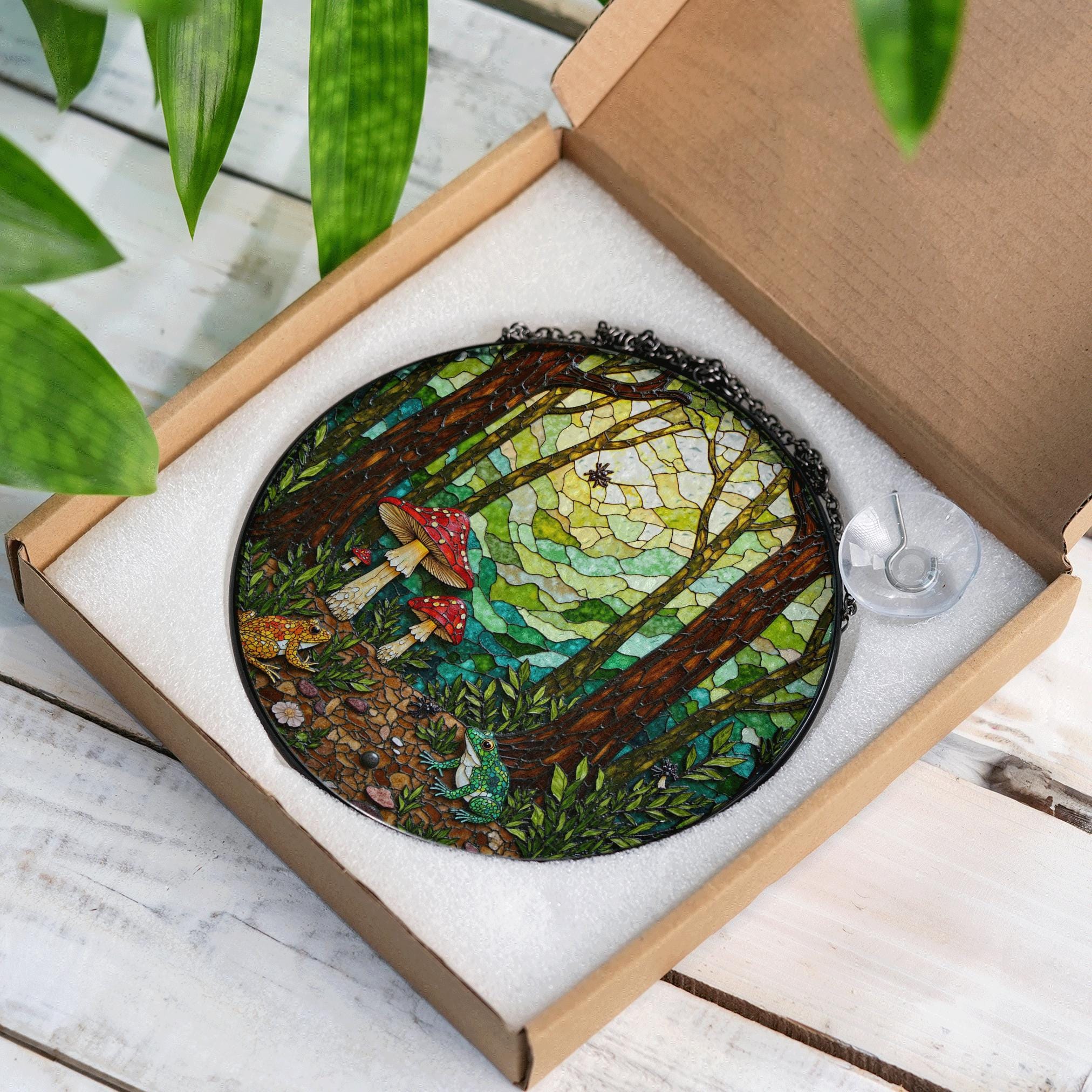 Acchiappasole in vetro colorato a forma di fungo della foresta incantata, decorazione per finestre Fairycore, regalo per gli amanti della natura - Italia