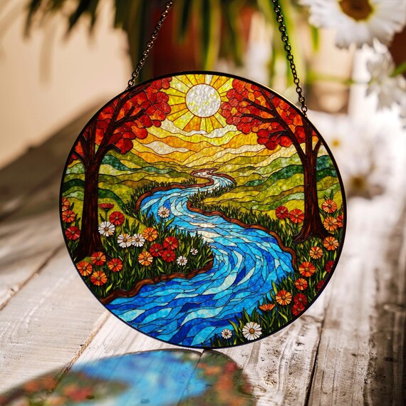 マージョリン・バスティン ヴィンテージ ステンドグラス 雪の中の