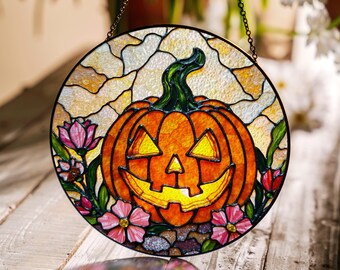 ハロウィン ステンド グラス 秋 カボチャのステンドグラス模様 秋の