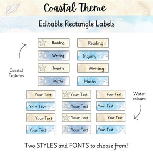Coastal Rectangle Labels | Tub Labels | Folder Labels | Classroom Organisation