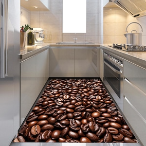 Coffee Bean Kitchen Rug: Modern Washable Home Decor