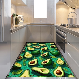 Avocado Kitchen Rug: Washable Green Home Decor Rug