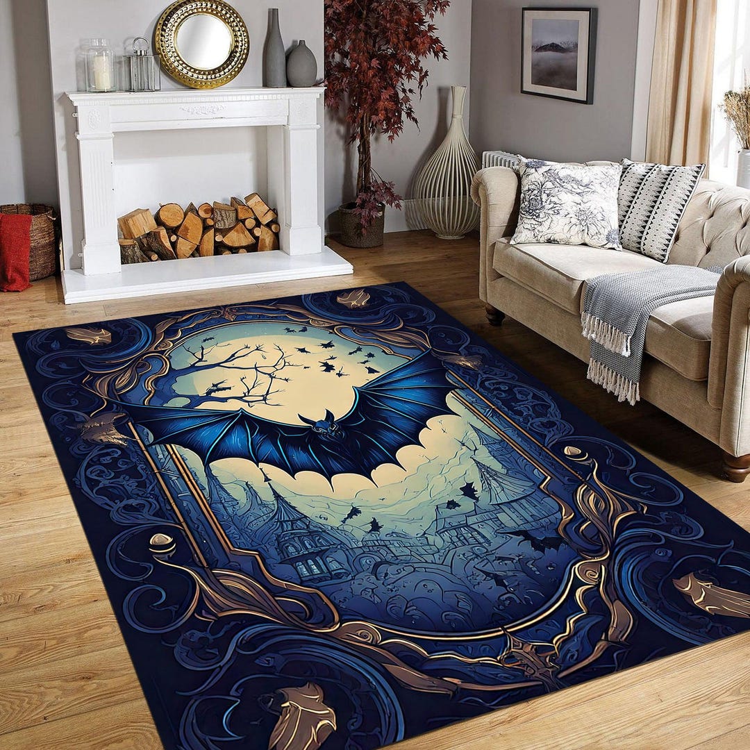 Gothic Bat Rug: Witchy Dark Academia Decor, Black Victorian Style - Etsy