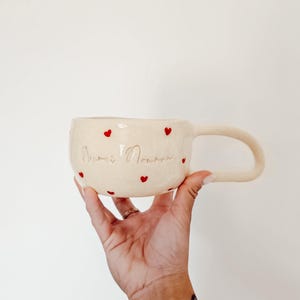Ceramic mug, small heart ceramic mug, ceramic tableware, handmade tableware.