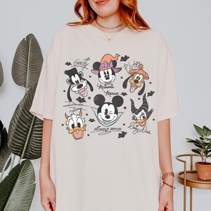 Comfort Colors Coquette Bow Mickey & Friends Halloween Shirt, Retro Disney Halloween Tee, Mickey&#39;s Not So Scary Party Family Matching Shirt
