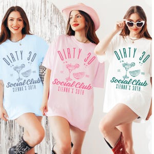 Comfort Colors Custom Dirty 30 Shirt,Dirty 30 Birthday Party Matching Shirts,30th Birthday Shirt,Custom Cocktail Social Club Shirt,Bday Tee