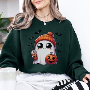 Halloween Ghost Sweatshirt,Cute Ghost Sweatshirt,Womens Halloween Shirt,Cute Fall Shirt,Spooky Season Shirt,Gift For Halloween,Halloween Tee