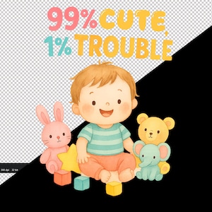 Adorable Watercolor Shirt PNG - Toddler Clipart for Kids Apparel - Sublimation Design for Boys & Girls, Cute and Funny Toddler Printable Art