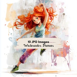 10 JPG Aquarell Lustig Tanzen Mädchen Straße Tanzen Clipart Mädchen Illustration Frau Tanzen Karte Hip Hop Tänzer Clipart Handwerk Sport Kunst