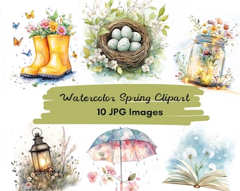 10 JPG collection de cliparts printemps, illustration aquarelle printemps, collection de cliparts aquarelle printemps clipart printemps, téléchargement immédiat