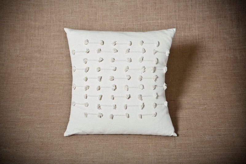 Script Blanc - Housse de Coussin Handwoven 100% Coton