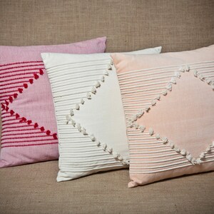 Rhombus White Handwoven cushion cover 100% cotton image 3