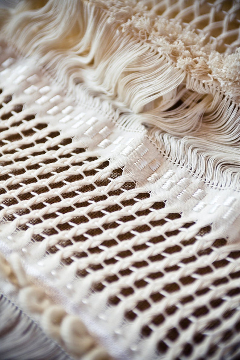 White Arete Handwoven shawl image 5