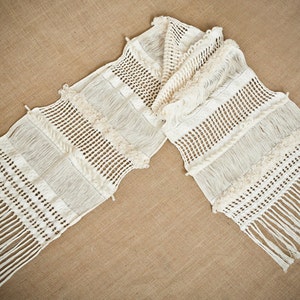 White Arete Handwoven shawl image 3