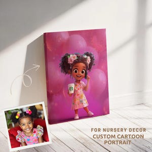 Girl Custom Portrait Canvas Personalised Cartoon Portrait From Photo Custom Cartoon Animation Portrait  Custom Cartoon Gift For Girls