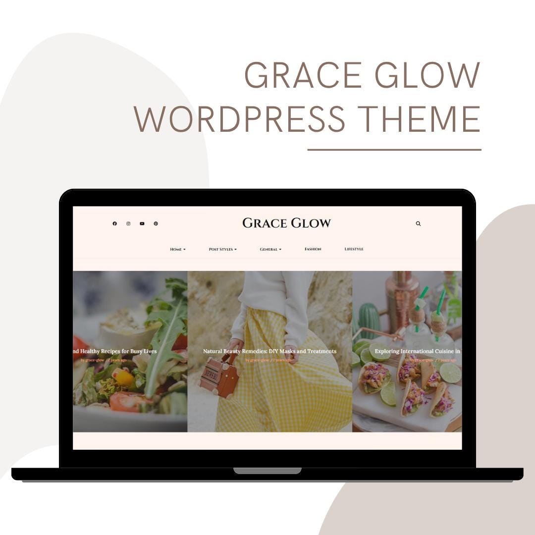 Grace Glow – Feminine & Elegant Wordpress Blog Theme - Etsy